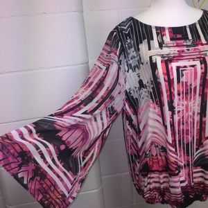 Style & Co Women's Blouse, long sleeve, Pink/black